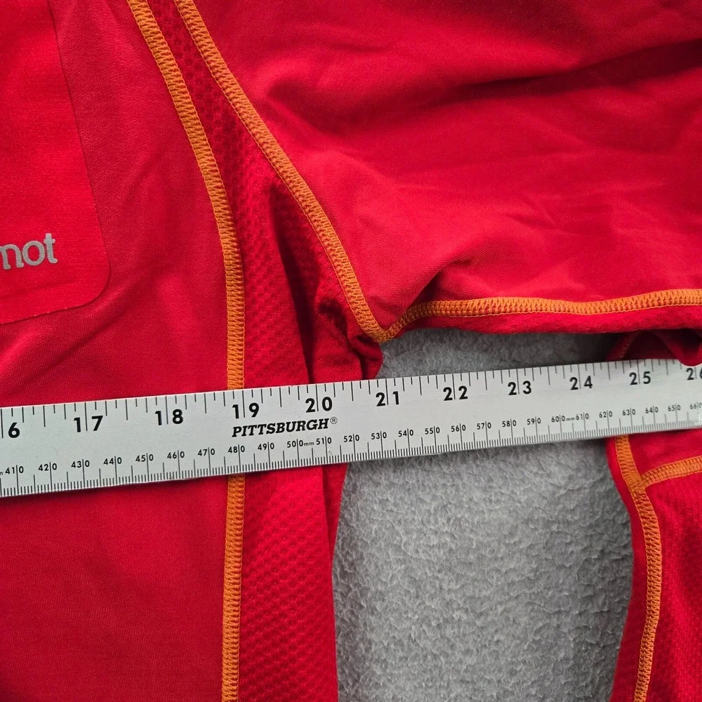 Marmot Men Sweatshirt Large Red 1/2 Zip Pockets Thumbholes Mock‎ Neck Pullover